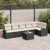 vidaXL Tuinbankenset met kussen 7 pcs Zwart en Wit poly rattan
