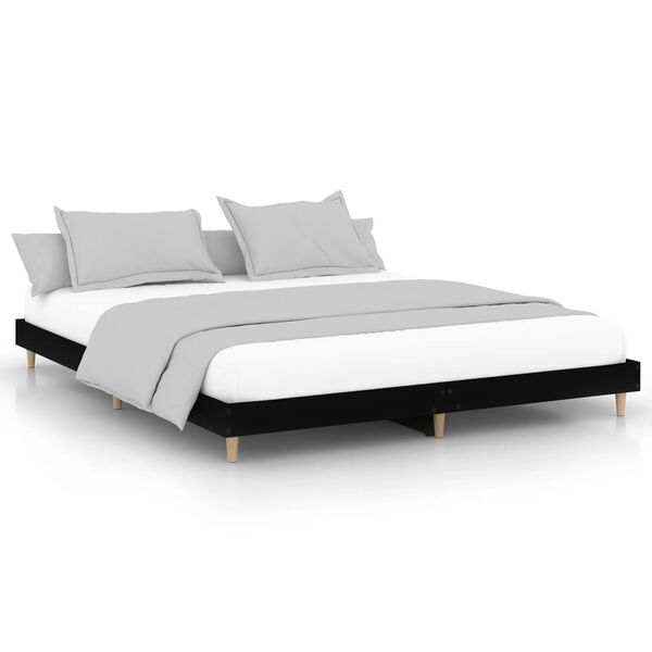 vidaXL Bedframe zonder matras 180x200 cm spaanplaat zwart