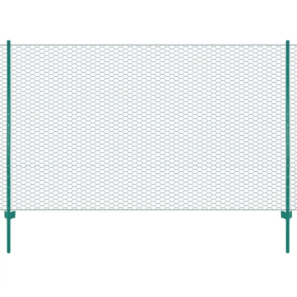 vidaXL Draadgaashek met palen 25x2 m staal groen