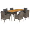 vidaXL 7-delige Tuinset met kussens poly rattan grijs
