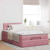 vidaXL Bed poef met matras en LED's 120x190 cm fluweel roze