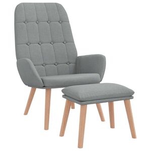 vidaXL Relaxstoel met voetenbankje stof lichtgrijs