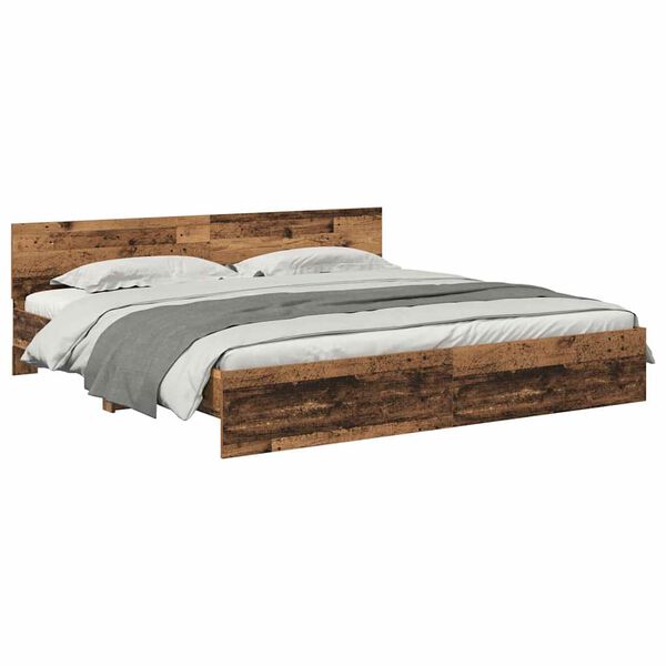 vidaXL Bedframe met hoofdeinde Oud Hout 200 x 200 cm Bewerkt hout
