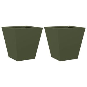 vidaXL Plantenbakken 2 st 30x30x30 cm staal olijfgroen