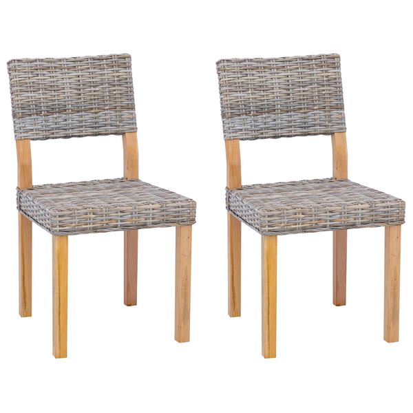 vidaXL Eetkamerstoel 2 pcs Kubu grijs 46 x 55 x 84 cm Kubu Rattan