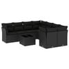vidaXL 9-delige Loungeset met kussens poly rattan zwart