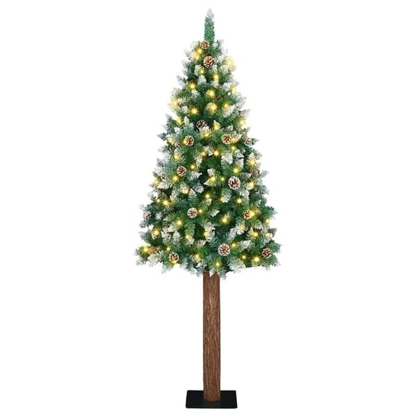 vidaXL Slanke Kerstboom Groen 180 cm PVC en massief dennenhout