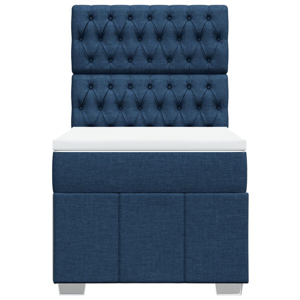 vidaXL Boxspring met matras stof blauw 90x190 cm