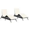 vidaXL Ligstoelen 2 st met kussens poly rattan zwart