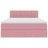 vidaXL Opbergbed met LED met matras Roze 140 x 200 cm Fluweel