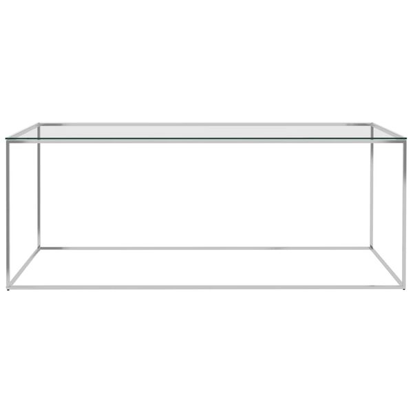 vidaXL Salontafel 120x60x45 cm roestvrij staal en glas zilverkleurig
