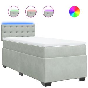 vidaXL Boxspring met matras fluweel lichtgrijs 80x200 cm