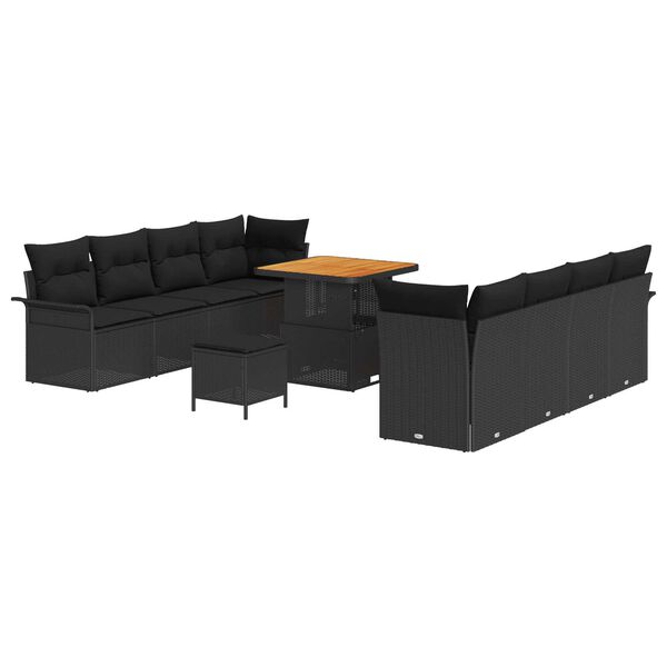 vidaXL Tuin Sofa Set 11 pcs Zwart poly rattan