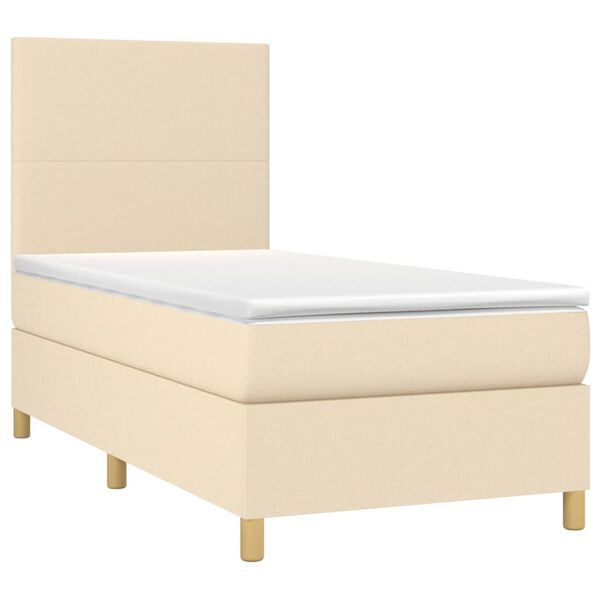 vidaXL Boxspring met matras stof cr&egrave;mekleurig 90x190 cm