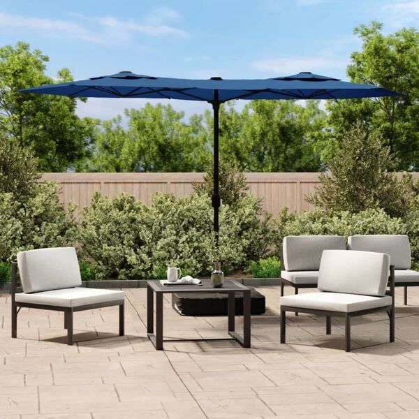 vidaXL Parasol dubbel dak 316x145 cm azuurblauw