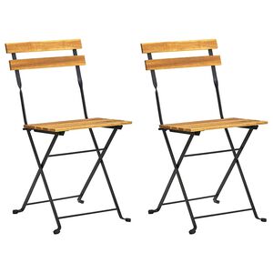 vidaXL Opklapbare stoelen, 2 stuks, van staal en massief acaciahout