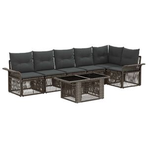 vidaXL Tuinbankenset 7 st Grijs en Donkergrijs poly rattan