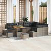 vidaXL Tuinbankenset met kussen 12 pcs Grijs poly rattan