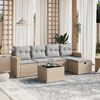 vidaXL 6-delige Loungeset met kussens poly rattan gemengd beige