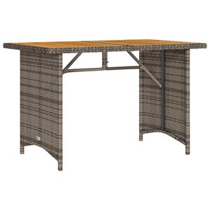 vidaXL Tuintafel met houten blad 110x68x70 cm poly rattan grijs
