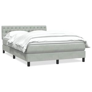 vidaXL Boxspring met matras fluweel lichtgrijs 140x210 cm