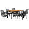 vidaXL Tuin eettafelset 7 st Zwart poly rattan