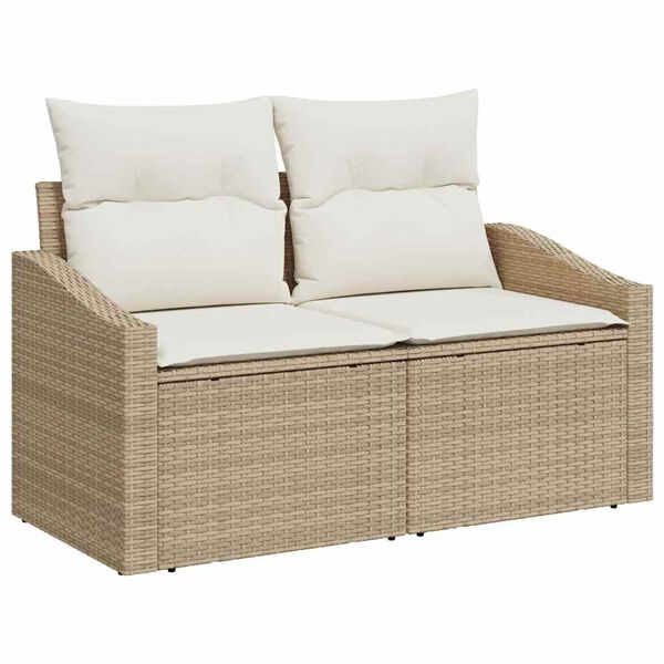 vidaXL Tuinbankenset met kussen 5 pcs Beige poly rattan