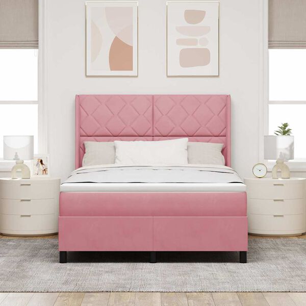 vidaXL Boxspringbed met matras Roze 160 x 200 cm Fluweel