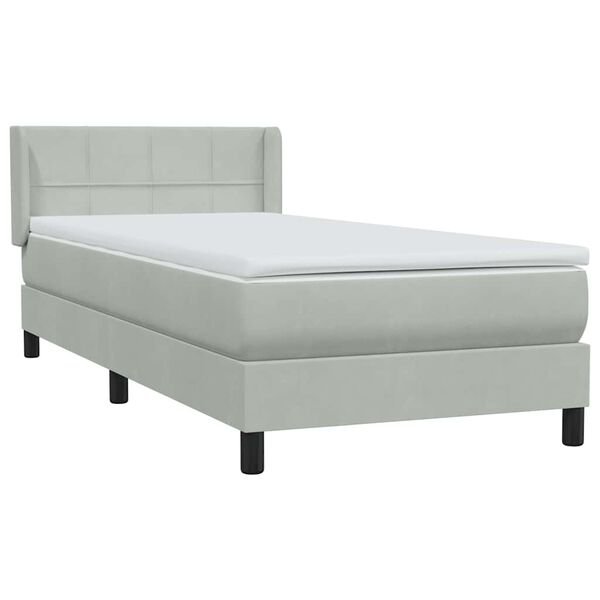 vidaXL Boxspring met matras fluweel lichtgrijs 90x220 cm
