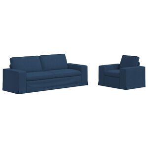 vidaXL Bankstel 2 pcs Blauw 182 x 80 x 82 cm Stof