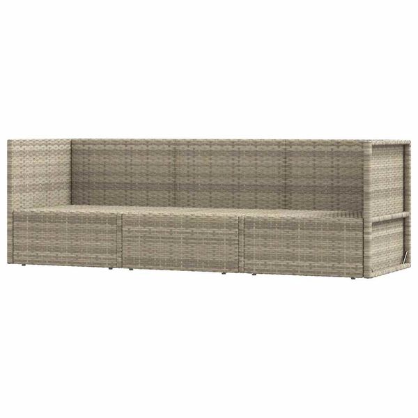 vidaXL 3-delige Loungeset met kussens poly rattan grijs