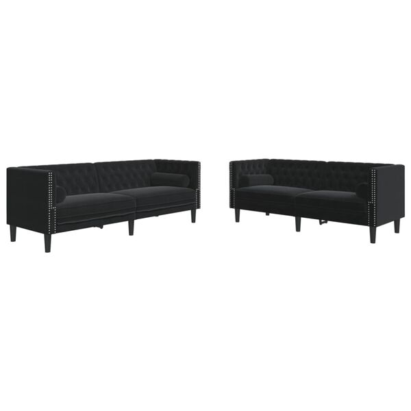 vidaXL 2-delige Loungeset Chesterfield met bolsters fluweel zwart