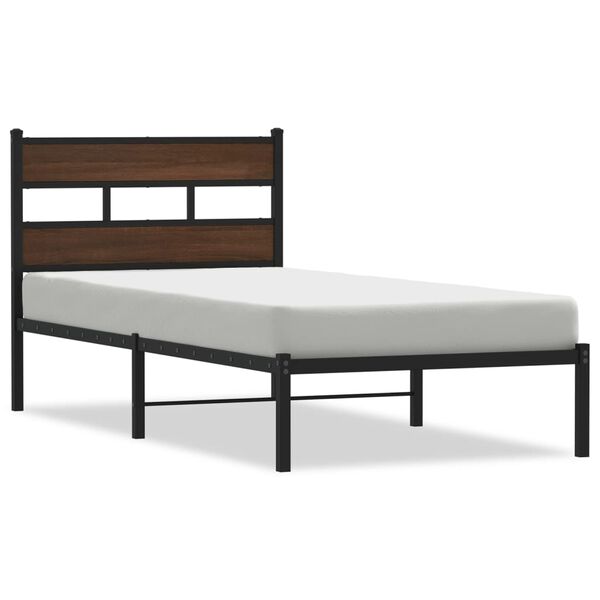 vidaXL Bedframe met hoofdbord zonder matras bruin eiken 100x190 cm