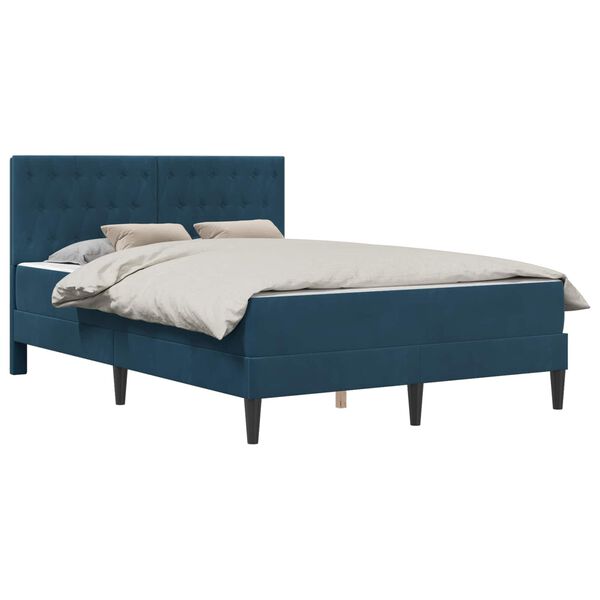 vidaXL Bedframe met matras met hoofdeinde Blauw 120 x 190 cm Fluweel