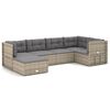 vidaXL 6-delige Loungeset met kussens poly rattan grijs