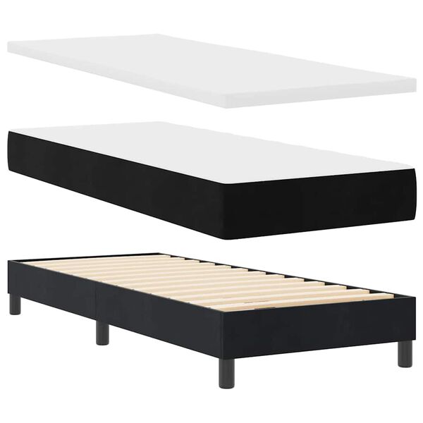 vidaXL Boxspringbed met matras Zwart 80 x 200 cm Fluweel