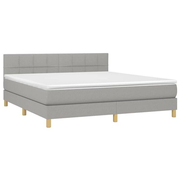 vidaXL Boxspring met matras en LED stof lichtgrijs 180x200 cm