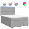 vidaXL Boxspring met matras stof lichtgrijs 140x200 cm