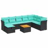 vidaXL 9-delige Loungeset met kussens poly rattan zwart