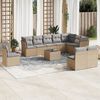 vidaXL 11-delige Tuinset met kussens poly rattan beige