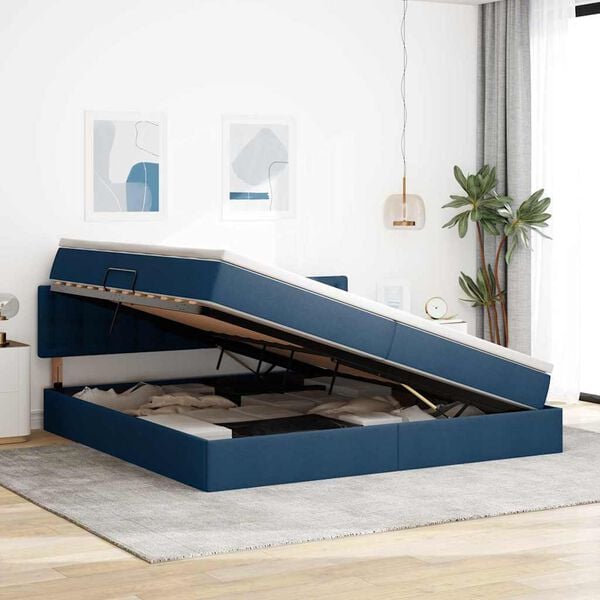 vidaXL Opbergbed met matras met matras Blauw 200 x 200 cm Bewerkt hout