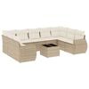 vidaXL 10-delige Loungeset met kussens poly rattan beige