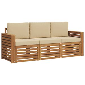 vidaXL Buiten bankenset 3 st 3-zits Natuurlijk en Beige
