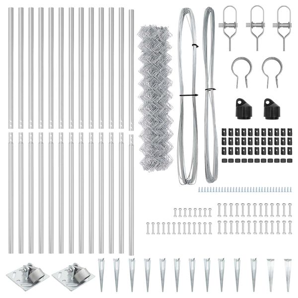vidaXL Afrasteringspaal Zilver 25 x 1,2 m (60 x 60 mm gaas) Staal