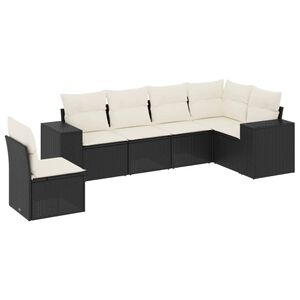 vidaXL 6-delige Loungeset met kussens poly rattan zwart