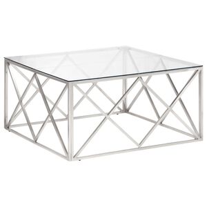 vidaXL Salontafel roestvrijstaal en gehard glas zilverkleurig