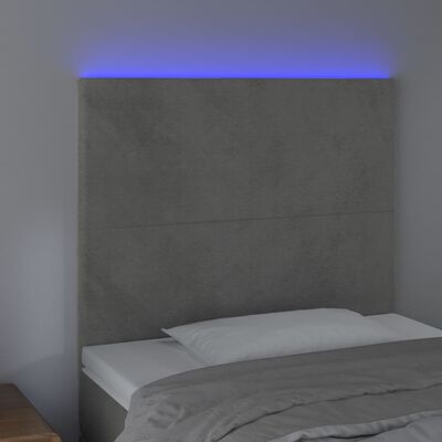 vidaXL Hoofdbord LED 90x5x118/128 cm fluweel lichtgrijs