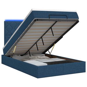 vidaXL Ottoman Bed met Matrassen en LED Blauw 120 x 200 cm Stof