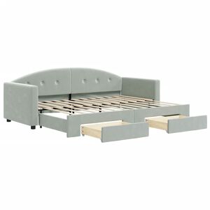 vidaXL Slaapbank onderschuifbed en lades 80x200 cm fluweel lichtgrijs