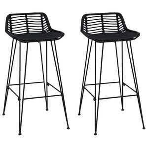 vidaXL Barkruk 2 st Zwart 44 x 46 x 91 cm Rattan en staal